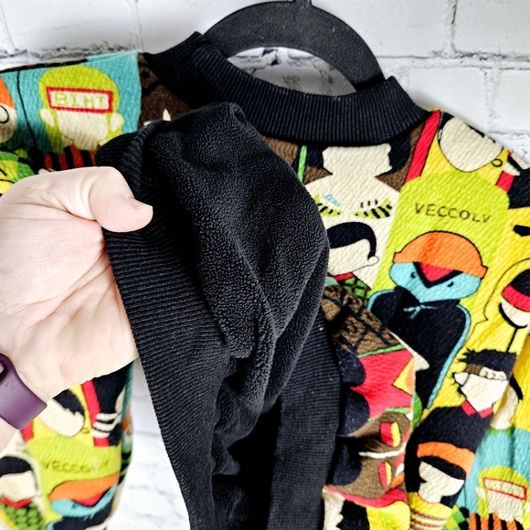 Mosaic portrait print crewneck pullover long sleeve fleece lined sweatshirt - Picture 5 of 7